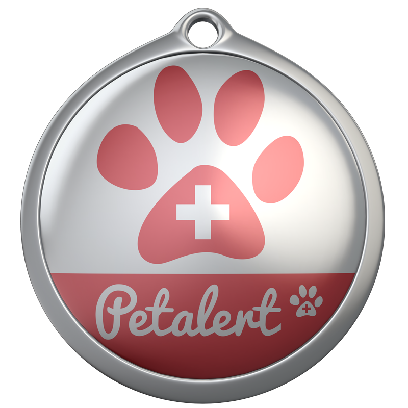 Médaille intelligente et connectée pour chien, série PetAlert, 30 mm